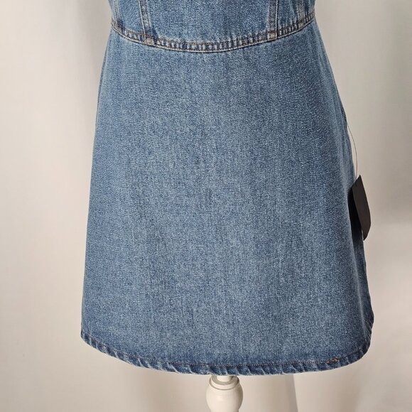 Lulus Women's Medium Wash Corset Stitched Sleeveless Denim Mini Dress Size M NWT - Picture 4 of 15